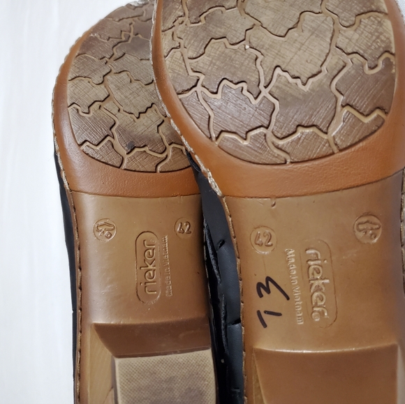 Rieker Sina Black Woven Leather Sandals Women's Size 42-10 Classic Boho Chic - Picture 12 of 15